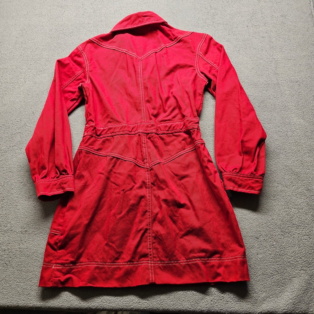 7 For All Mankind Red Denim Western Mini Dress Womens 4 Red Long Sleeve Cotton - Picture 9 of 13